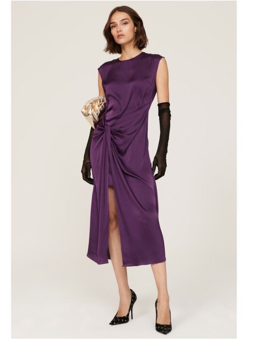 Marina Moscone Purple Satin Knot Dress, Size: 2